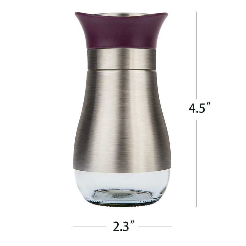 Evelyne Salt Pepper Seasoning Glass Shaker with Stainless Steel Cover 2 pcs Pack Set (Purple) - Image 5